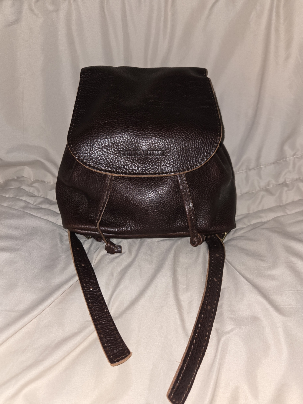 Dark Brown Pebbled Leather Backpack — Women's Everyday Backpack